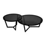 MESA CIRCULAR DE METAL CON VIDRIO DE 60 X 40 CM | 251-215M-A