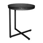 MESA CIRCULAR DE METAL CON VIDRIO DE 50 X 60 CM COLOR NEGRO | 251-210M-N