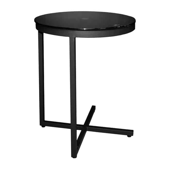 MESA CIRCULAR DE METAL CON VIDRIO DE 50 X 60 CM COLOR NEGRO | 251-210M-N - Image 2