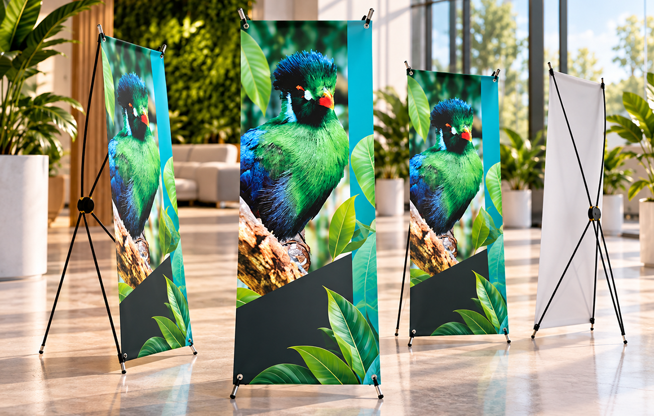 X Banner como display portátil para promociones, eventos y puntos de venta